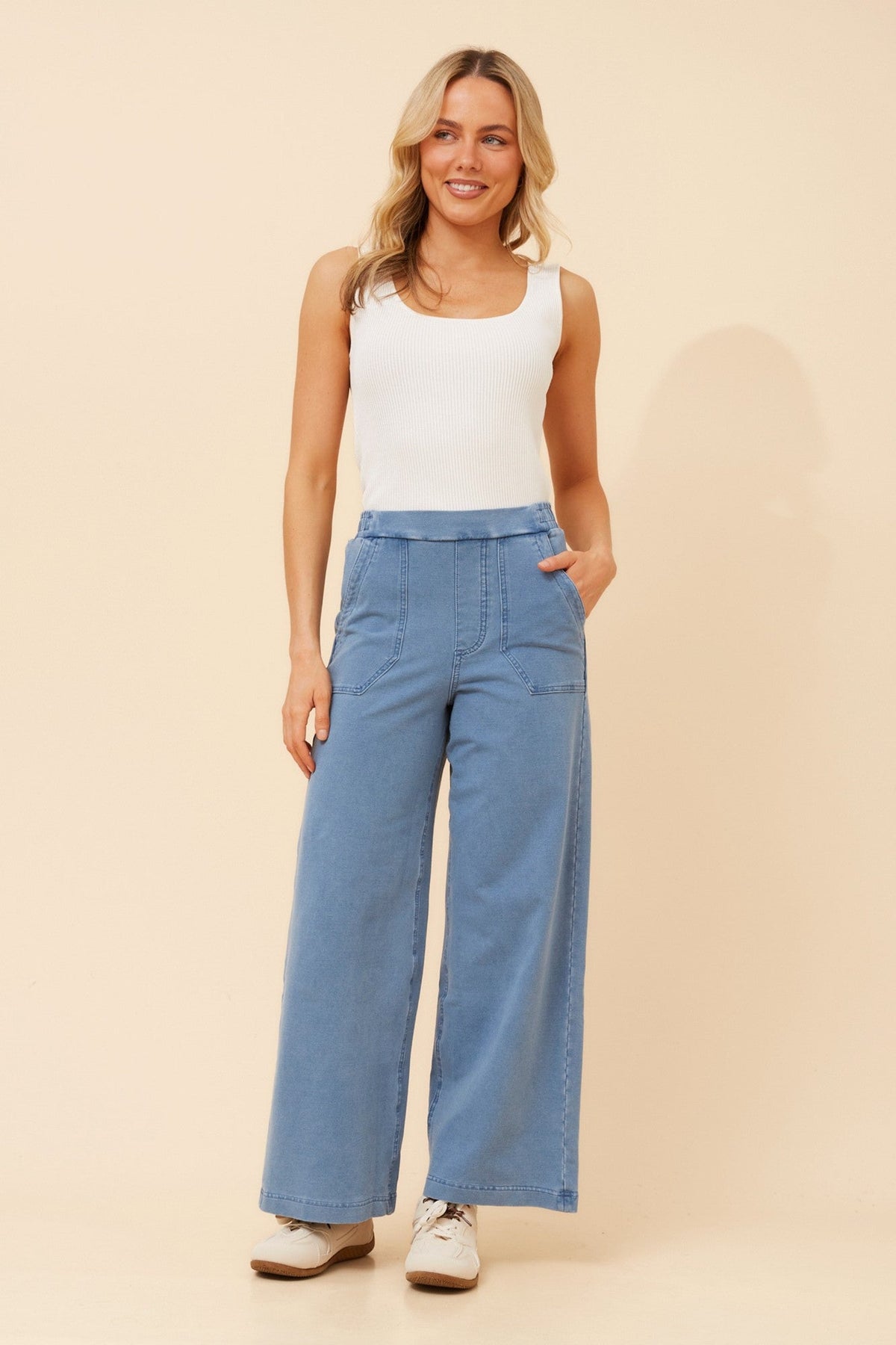 Image of Jeans. Product name - VIVICA WIDE LEG DENIM PANTS in Dark Denim colour by brand - INFINITY DENIM
