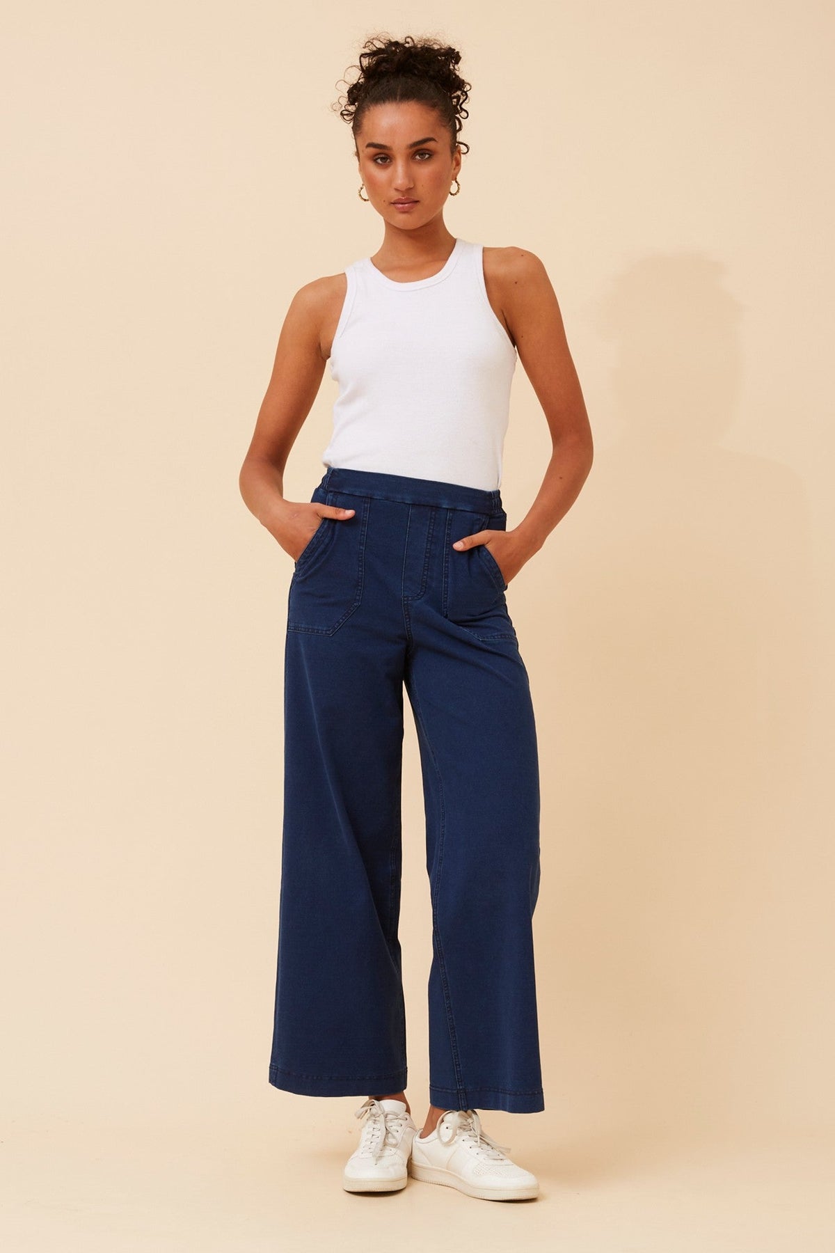 VIVICA WIDE LEG DENIM PANTS (Dark Denim)