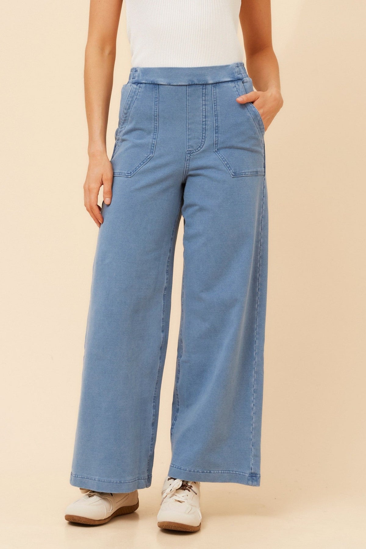 Image of Jeans. Product name - VIVICA WIDE LEG DENIM PANTS in Light Denim colour by brand - INFINITY DENIM