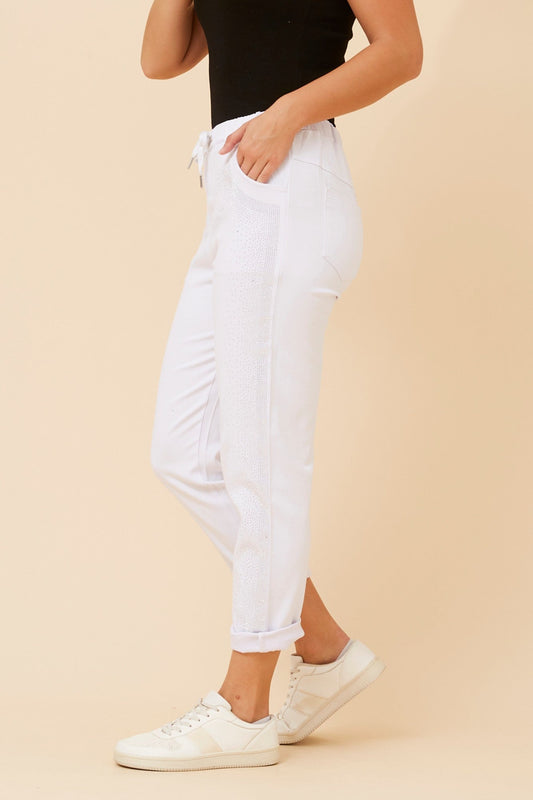JANJA DIAMANTE JOGGER PANTS (White)