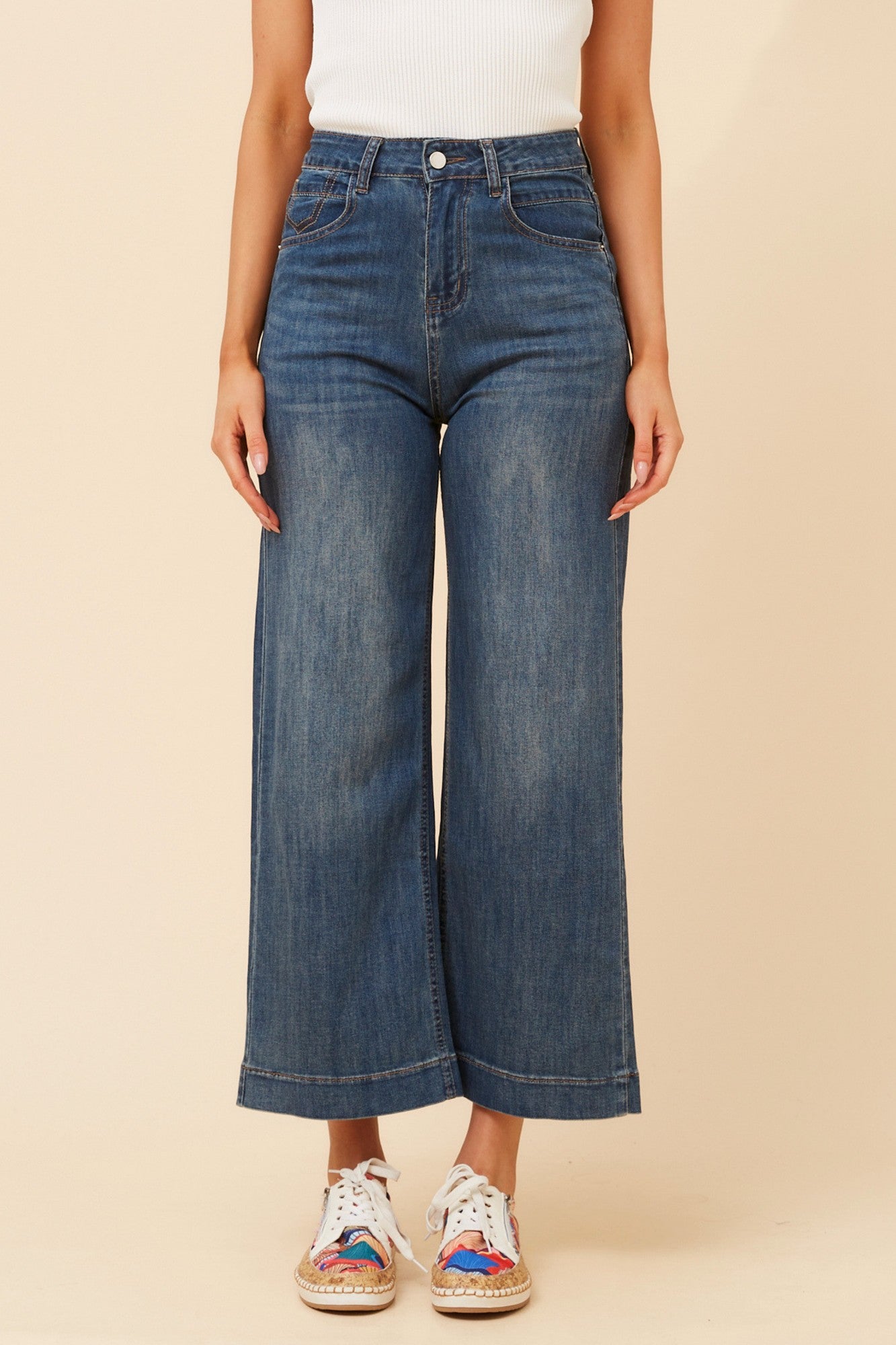 Image of Jeans. Product name - JAMES WIDE LEG DENIM PANTS in Dark Denim colour by brand - INFINITY DENIM