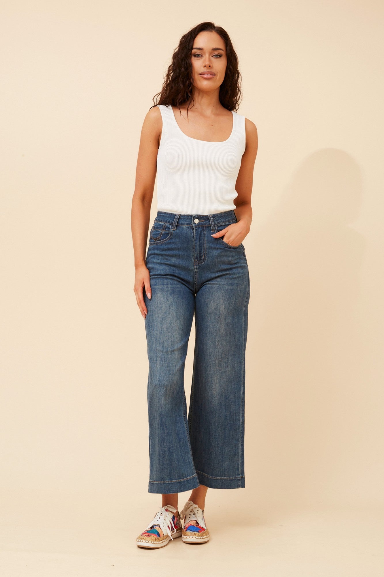 JAMES WIDE LEG DENIM PANTS (Dark Denim)