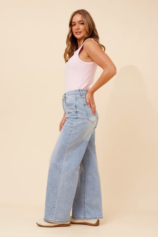 URENA WIDE-LEG DENIM PANTS (Light Denim)