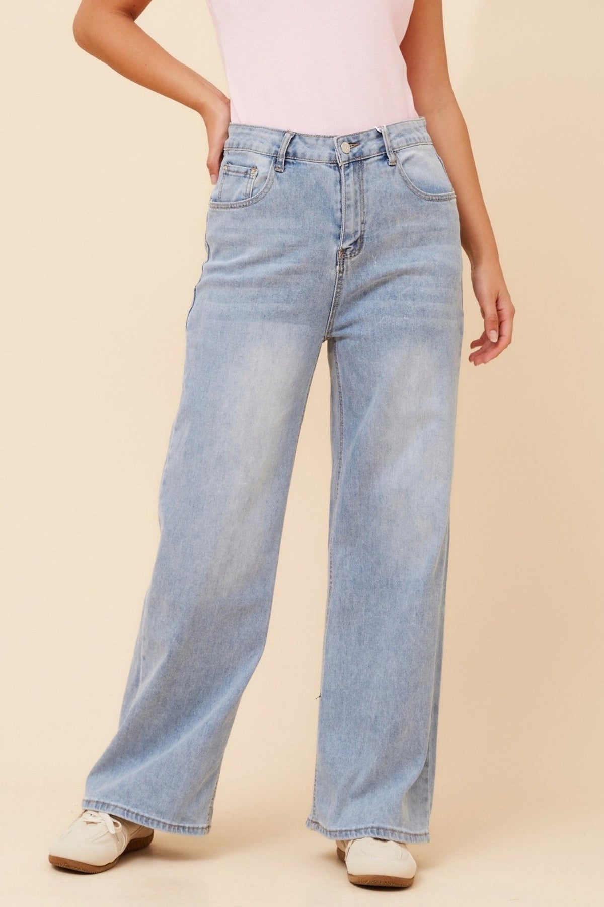URENA WIDE-LEG DENIM PANTS (Light Denim)