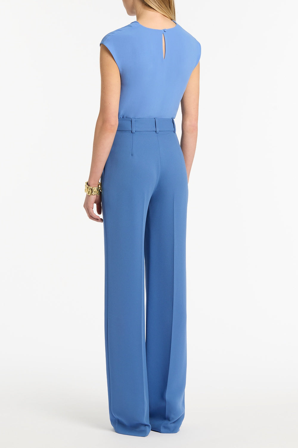 Carla Zampatti Pacific Georgette Cap Sleeve Cowl Top (Blue)