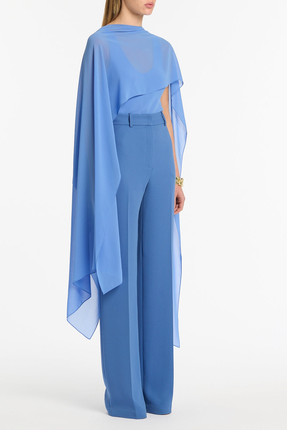 Carla Zampatti Pacific Georgette Cascata Wrap (Blue)