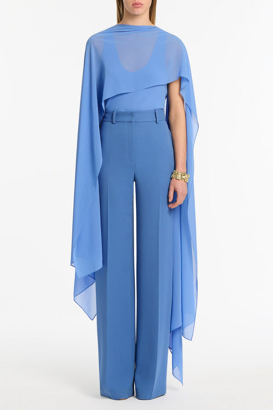 Image of Accessories. Product name - Pacific Blue Georgette Cascata Wrap in Blue colour by brand - Carla Zampatti
