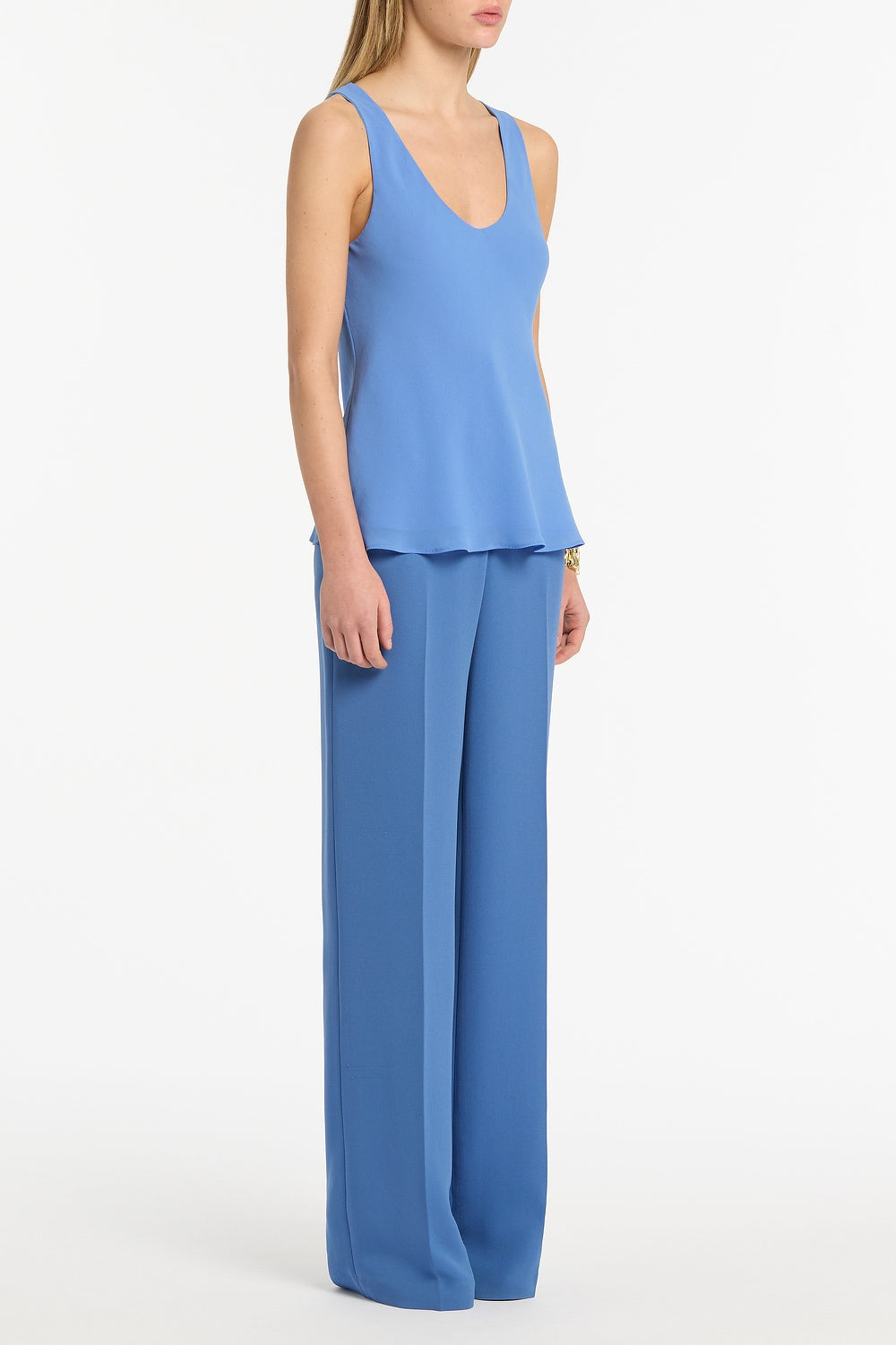 Carla Zampatti Pacific Georgette Scoop Neck Cami (Blue)
