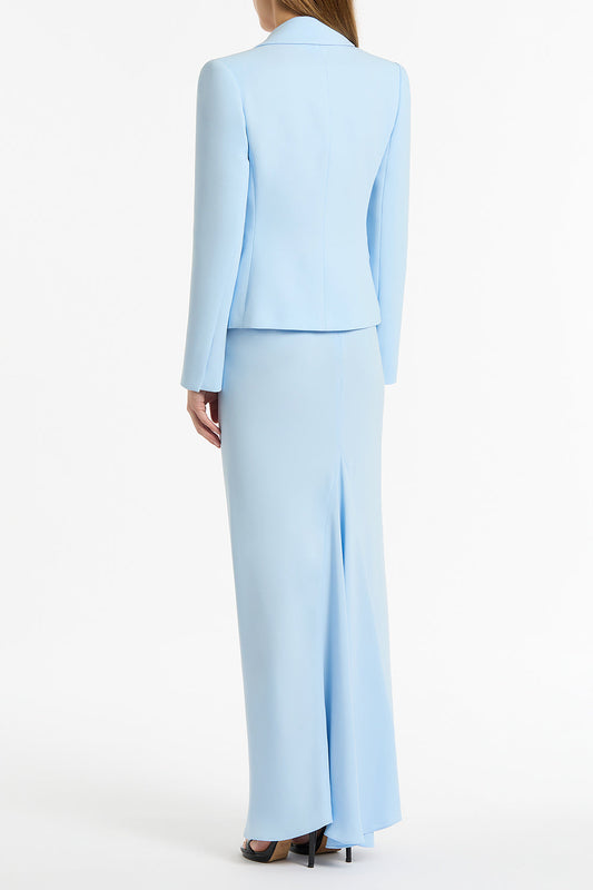 Carla Zampatti Pale Crepe Bias Skirt (Blue)