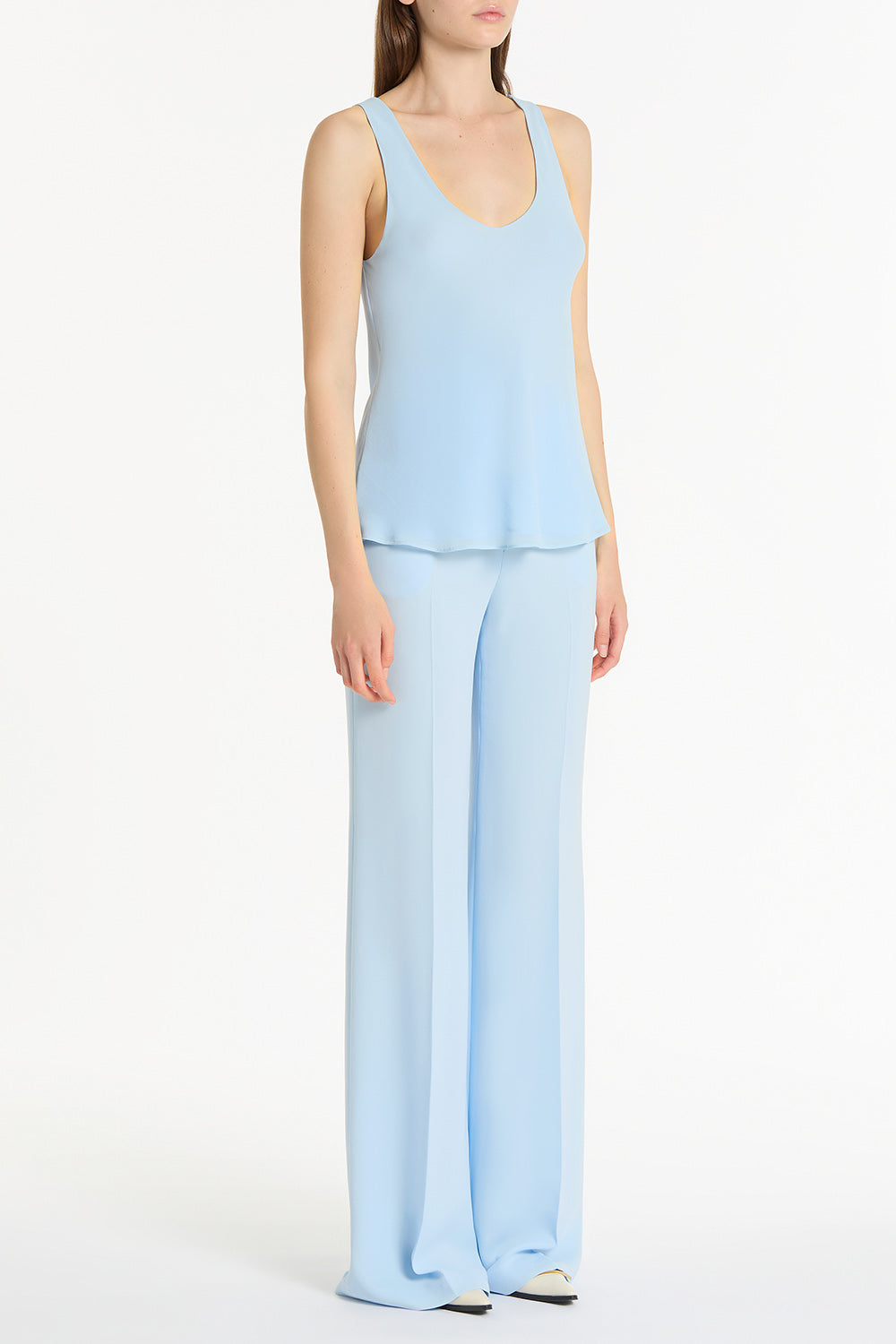 Carla Zampatti Pale Crepe Low Waist Pant (Blue)