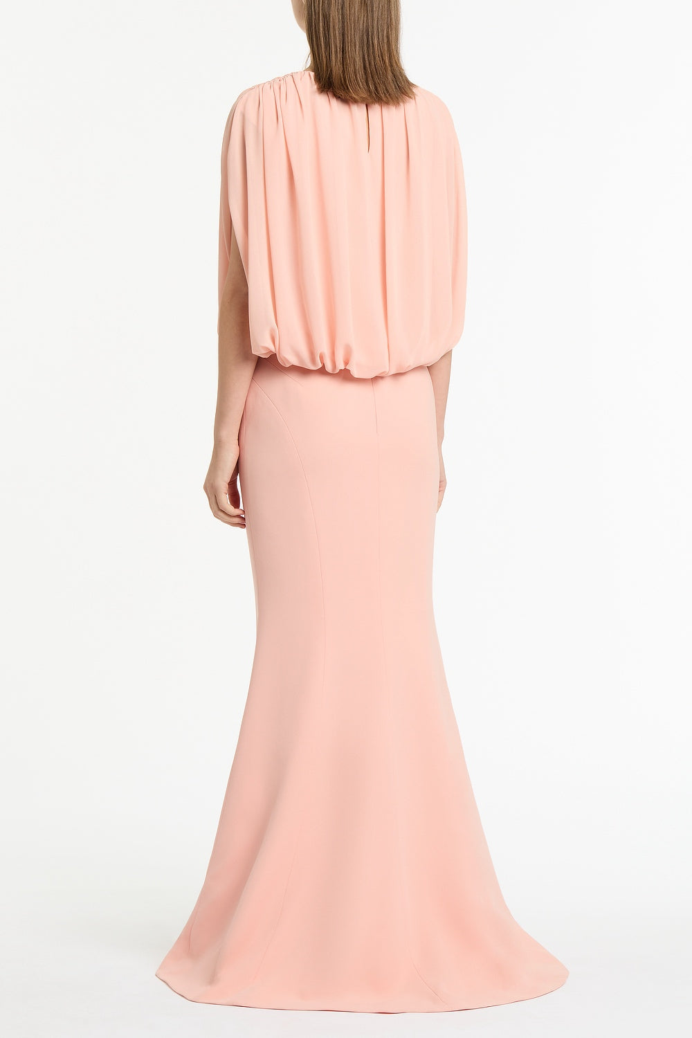 Carla Zampatti Pale Rose Crepe Fishtail Maxi Skirt (Pink)