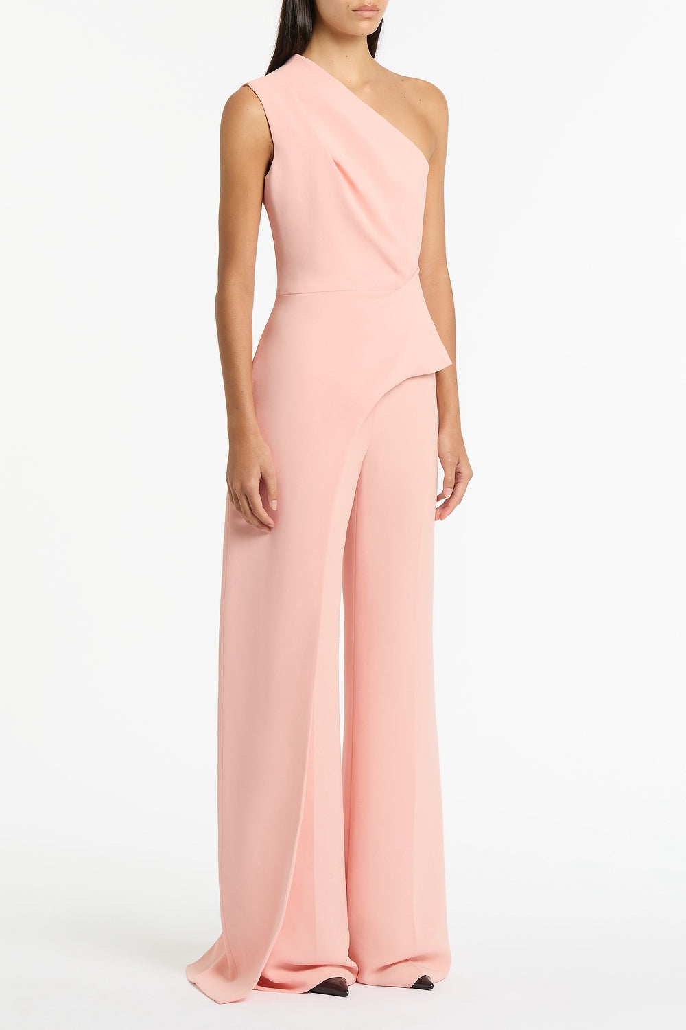 Carla Zampatti Pale Rose Crepe One Shoulder Longline Top (Pink)