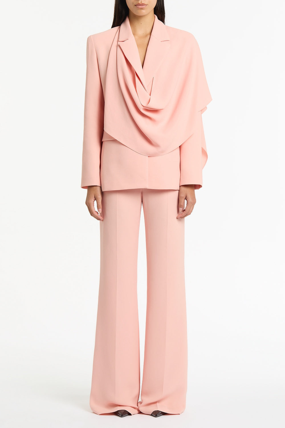 Image of Coats & Jackets. Product name - Pale Rose Crepe Scarf Jacket in Pink colour by brand - Carla Zampatti