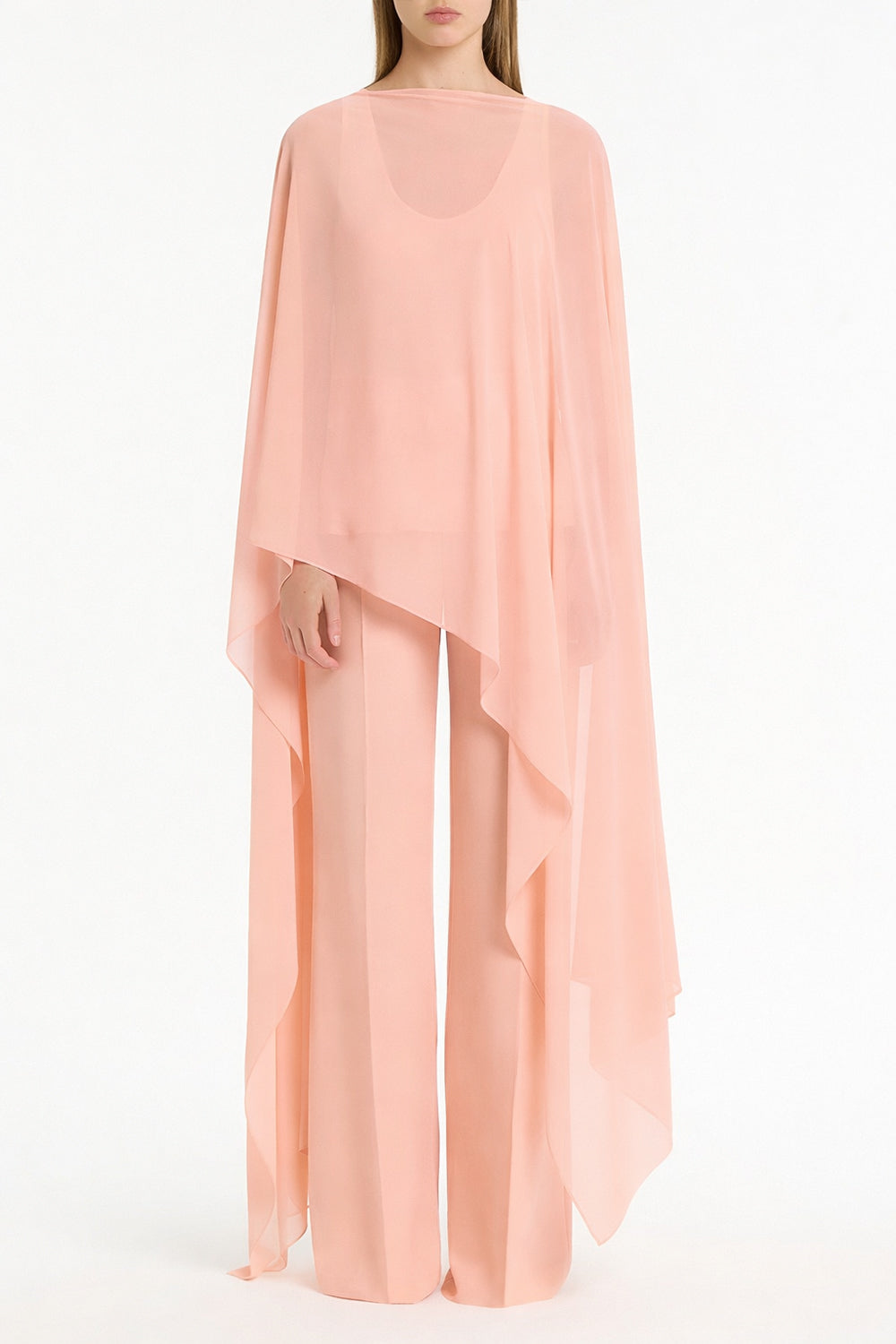 Image of Accessories. Product name - Pale Rose Georgette Cascata Wrap in Pink colour by brand - Carla Zampatti