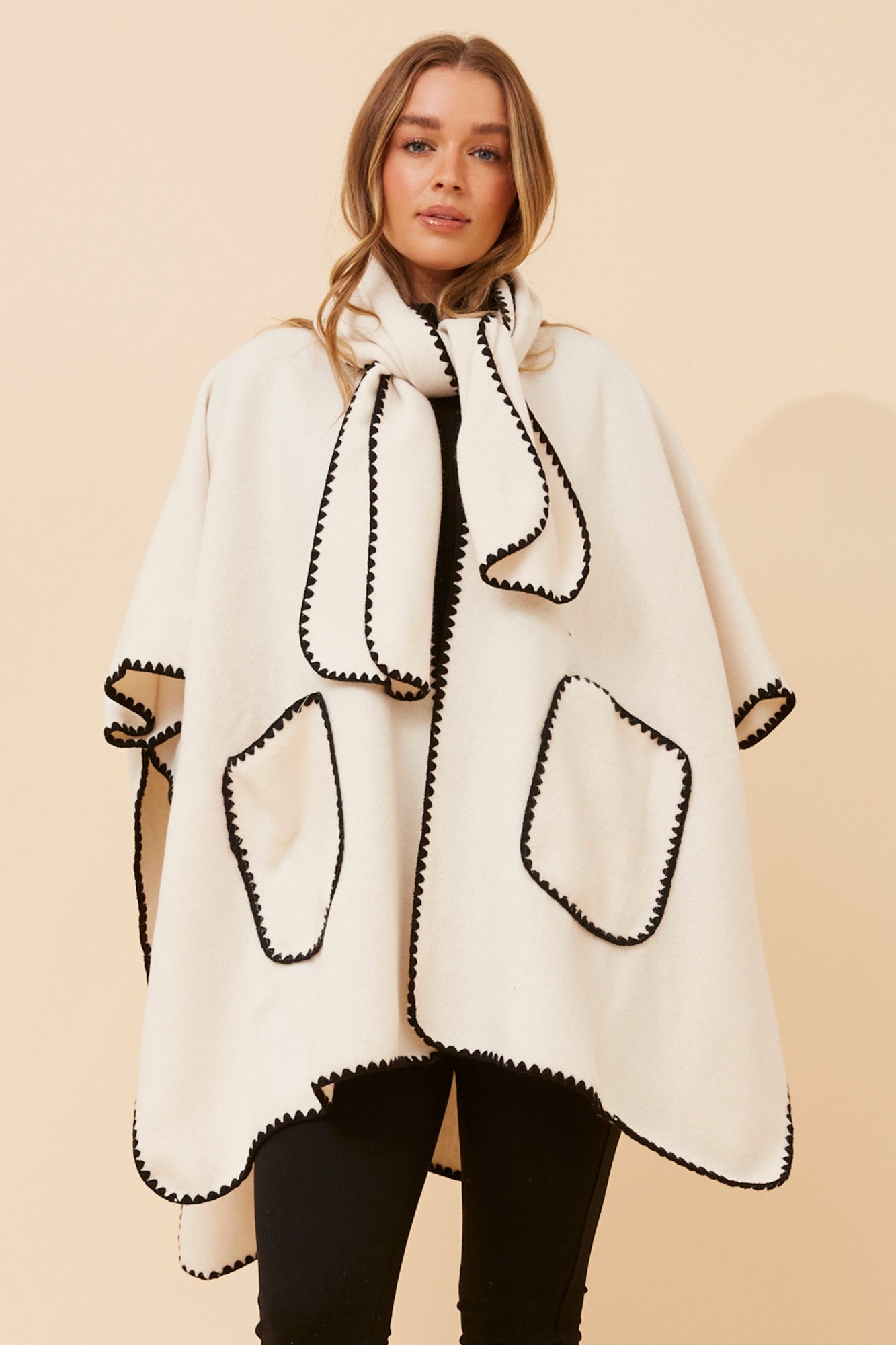 SORCHA SOLID PONCHO (Cream)