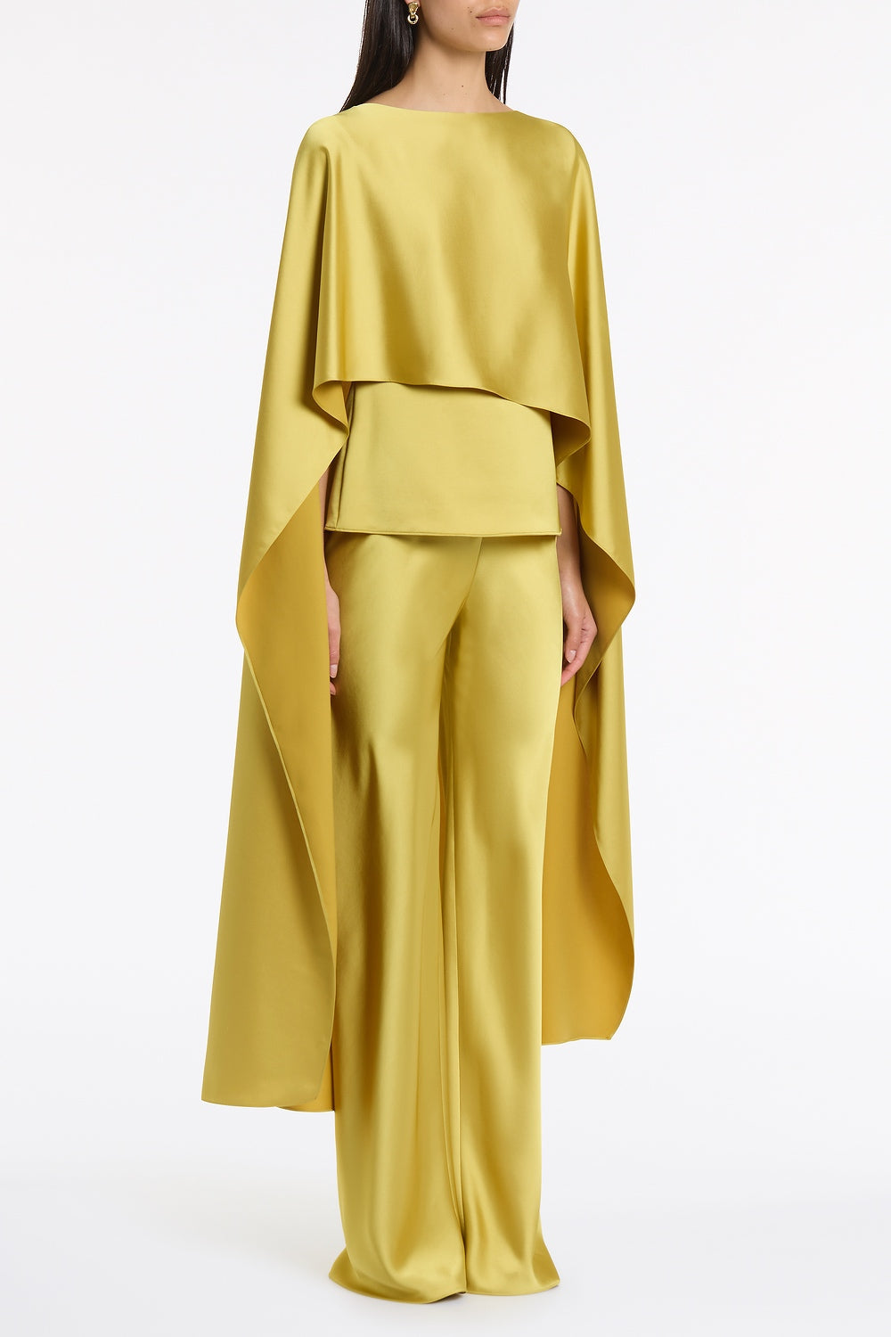 Carla Zampatti Pear Lustre Satin Long Cape Top (Green)
