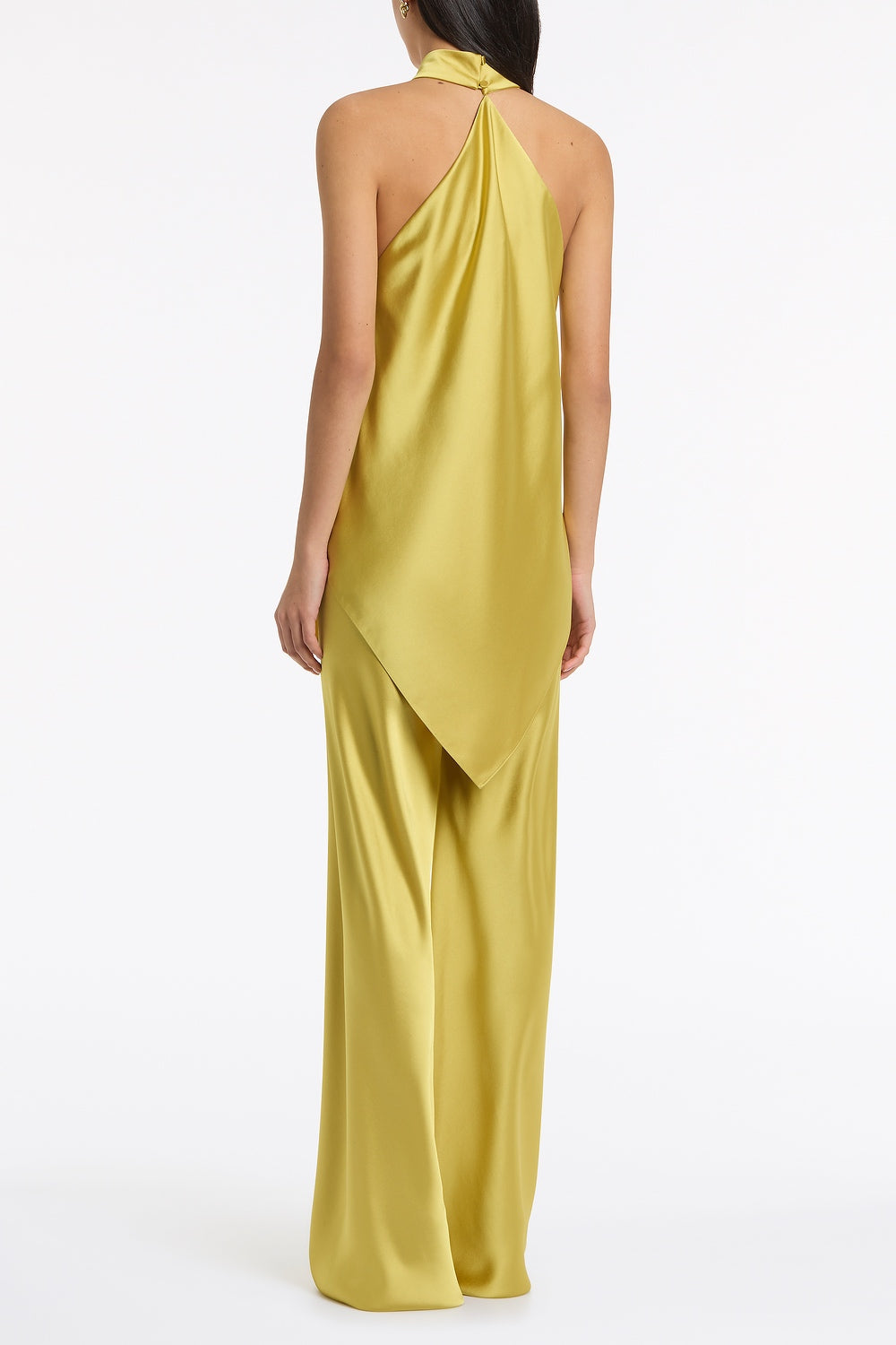 Carla Zampatti Pear Lustre Satin Neck Detail Top (Green)