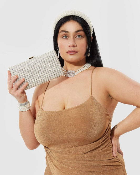 Image of Clutch Bags. Productname: Colette Pearl Thalia Hardcase Clutch Bag in Pearl colour by brand - Colette