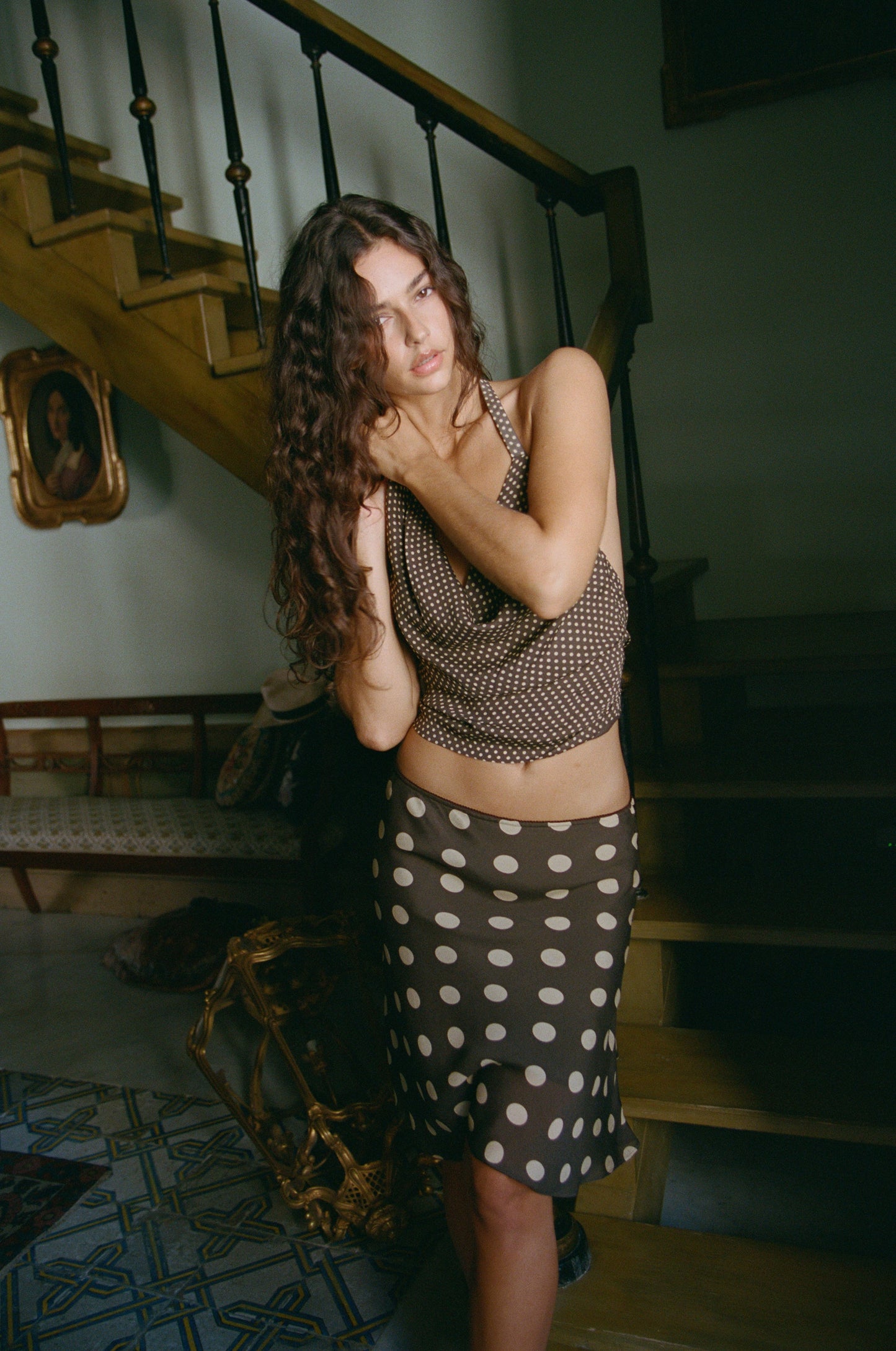 Image of a model wearing Skirts. Product name - Penny Skirt in Yellow colour by brand - With Jéan