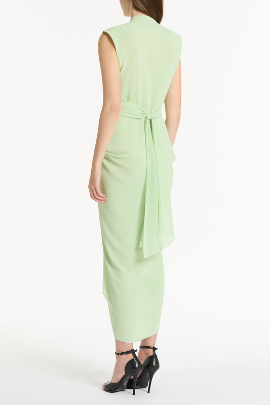 Carla Zampatti Peridot Georgette Sleeveless Waterfall Dress (Green)