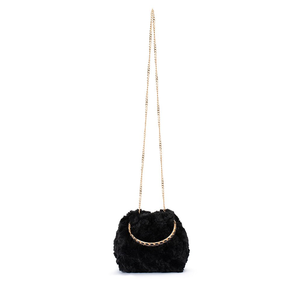 Olga Berg PHILLIPA Fur Top Handle (Black)