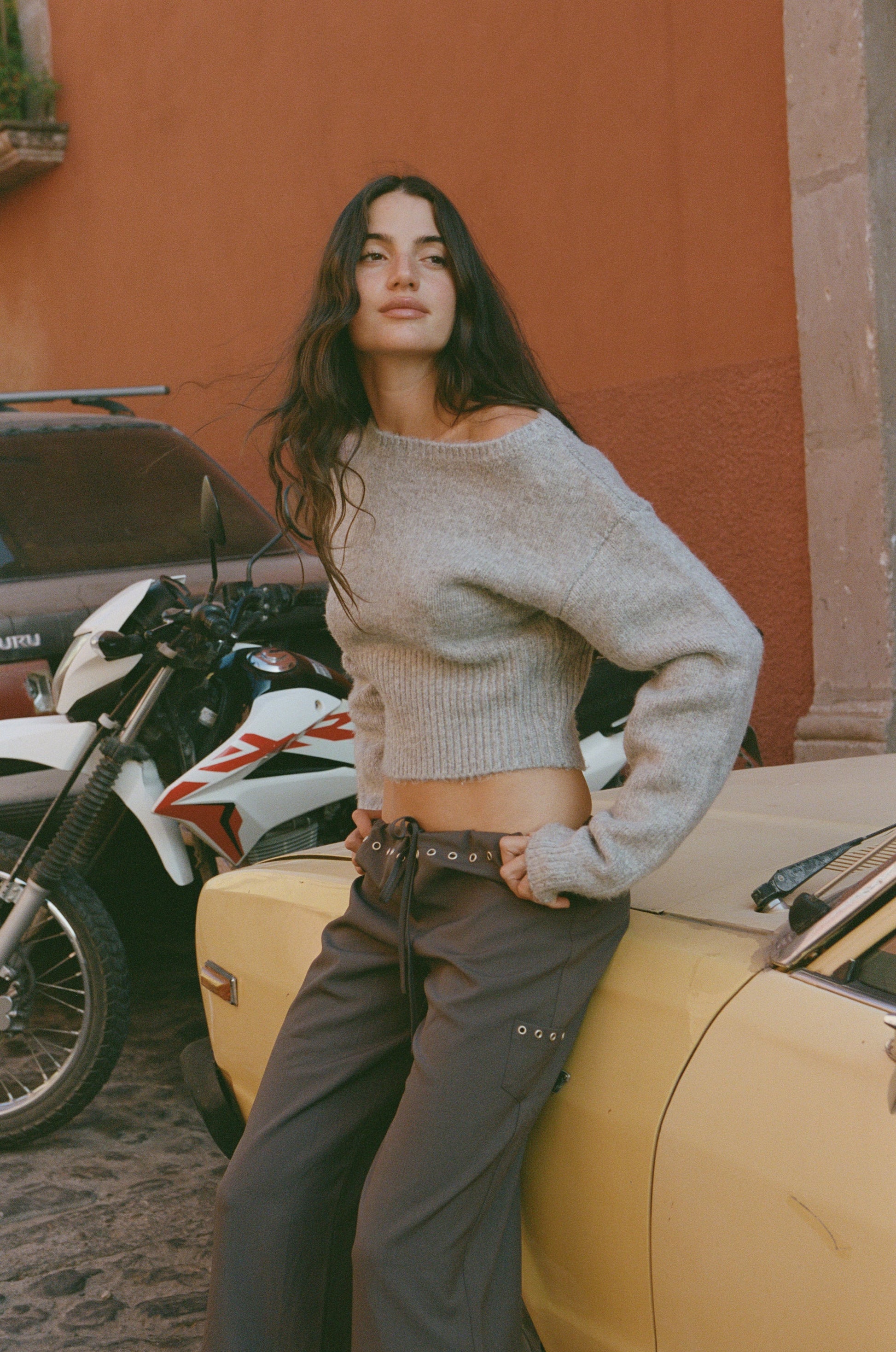Image of a model wearing Outerwear. Product name - Pierre Sweater in Grey colour by brand - With Jéan