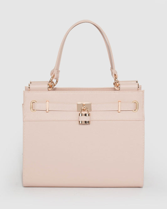 Colette Stephanie Square Lock Tote Bag (Pink)
