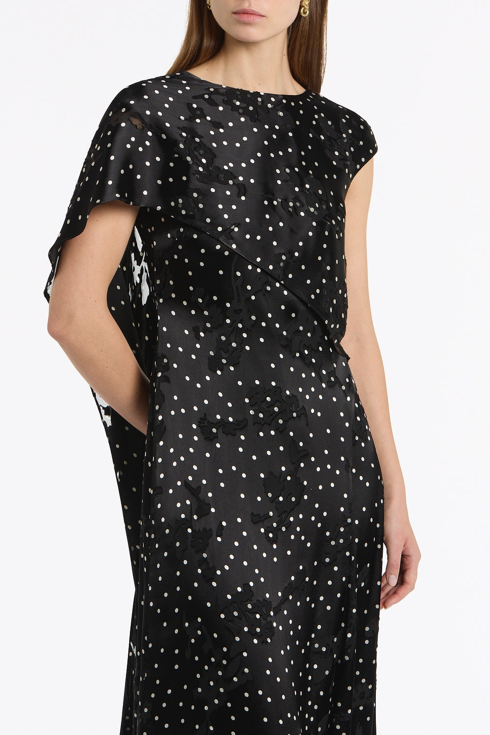 Carla Zampatti Pinspot Silk Burnout Shoulder Wrap Dress (Black)