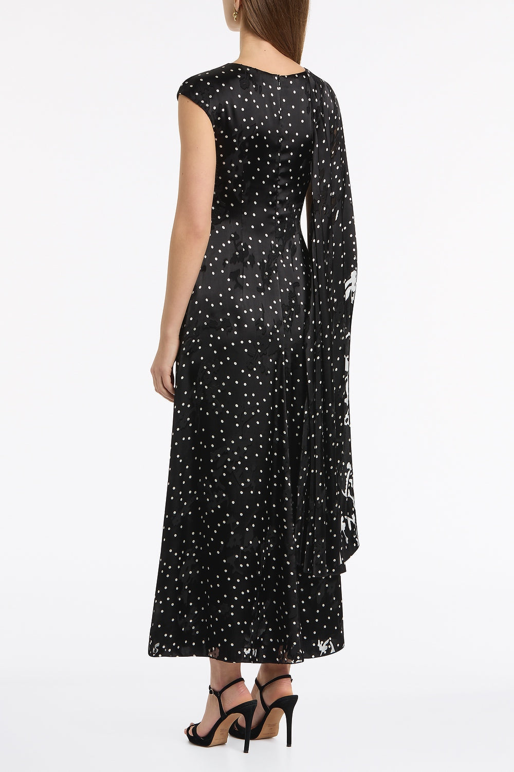 Carla Zampatti Pinspot Silk Burnout Shoulder Wrap Dress (Black)