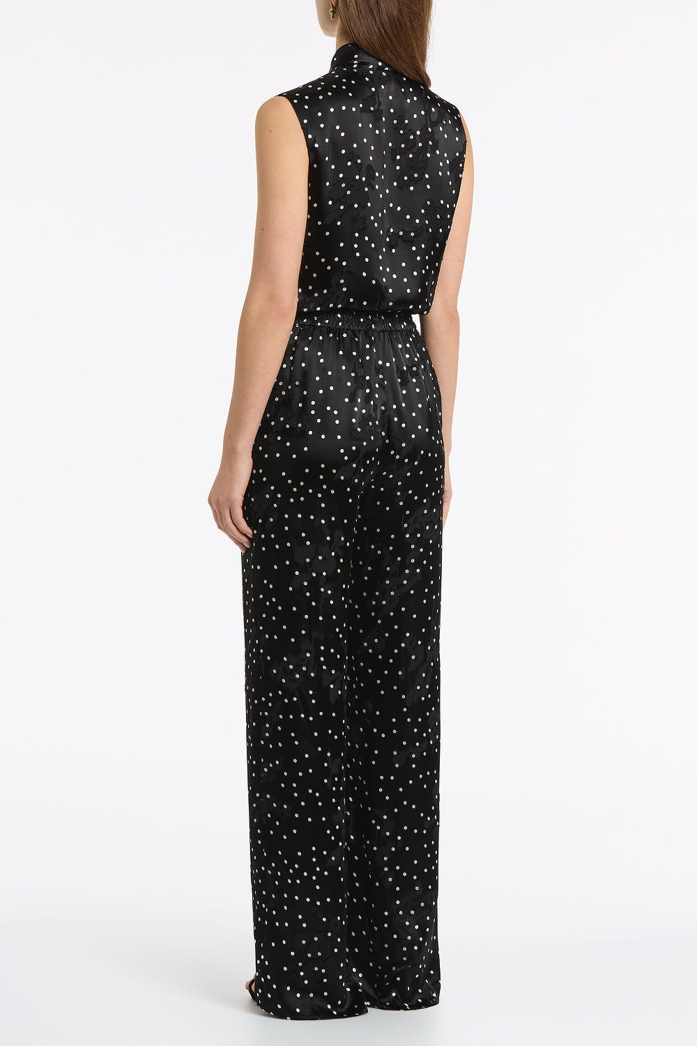 Carla Zampatti Pinspot Silk Burnout Tie Front Sleeveless Top (Black)