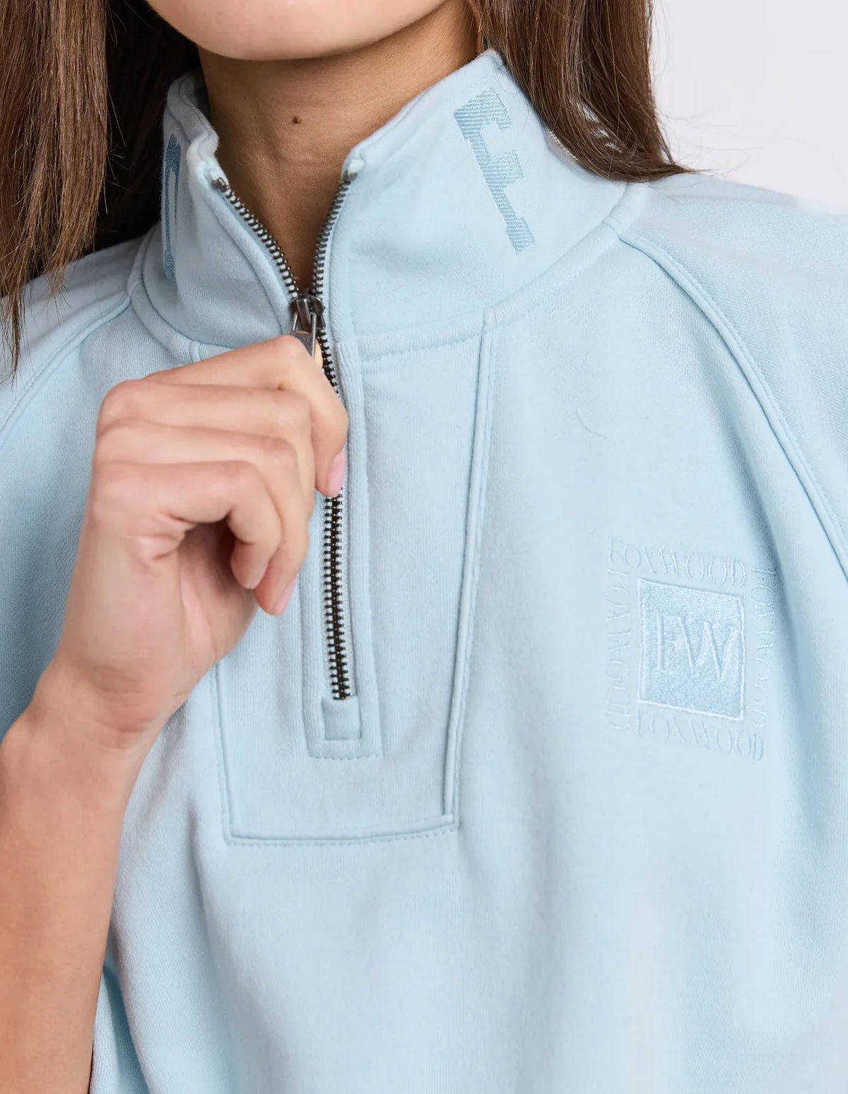Foxwood Piped Crew Solid (Cool Blue)