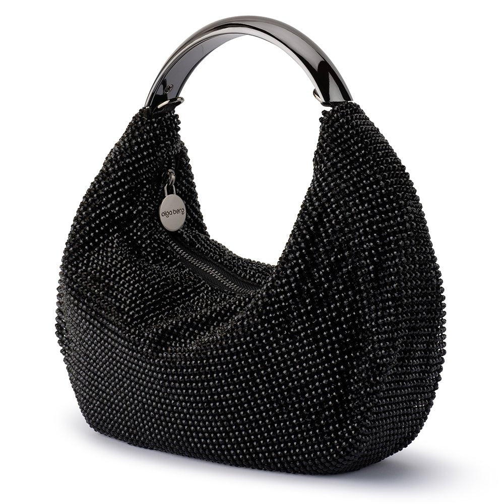 Olga Berg PIXIE Crystal Mesh Bag (Black)