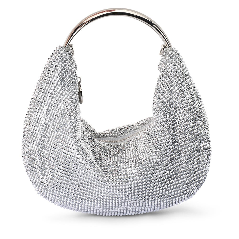 Olga Berg PIXIE Crystal Mesh Bag (Silver)