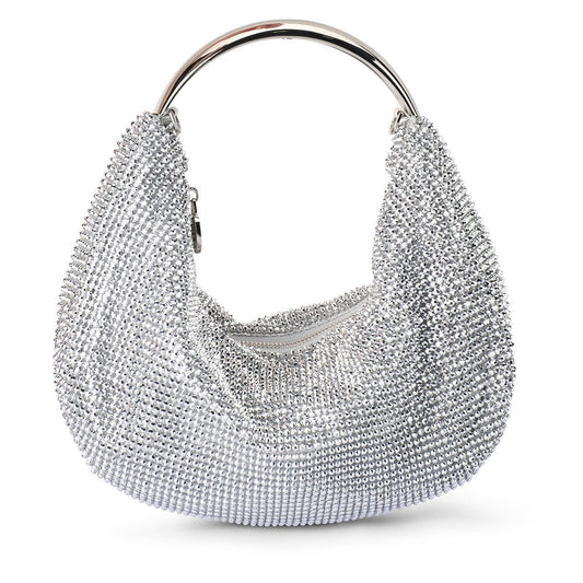 Olga Berg PIXIE Crystal Mesh Bag (Silver)