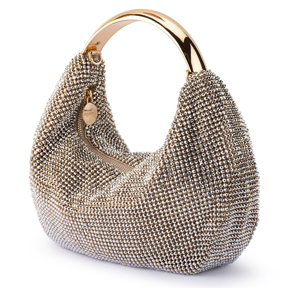 Olga Berg PIXIE Crystal Mesh Bag (Champagne)