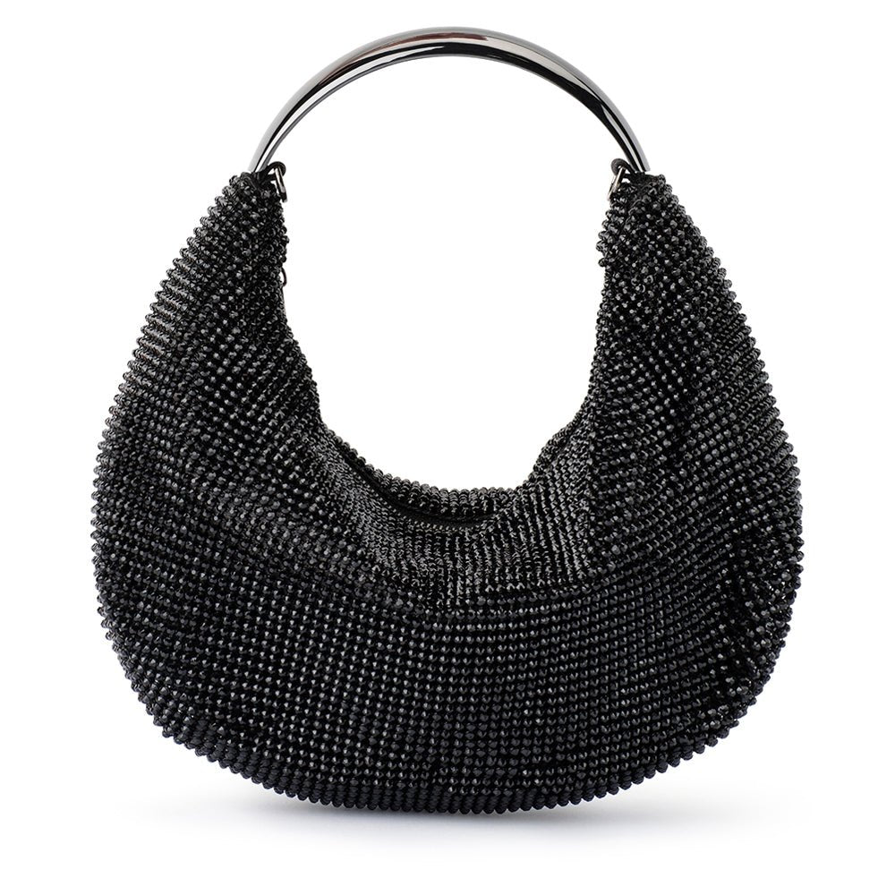 Olga Berg PIXIE Crystal Mesh Bag (Black)