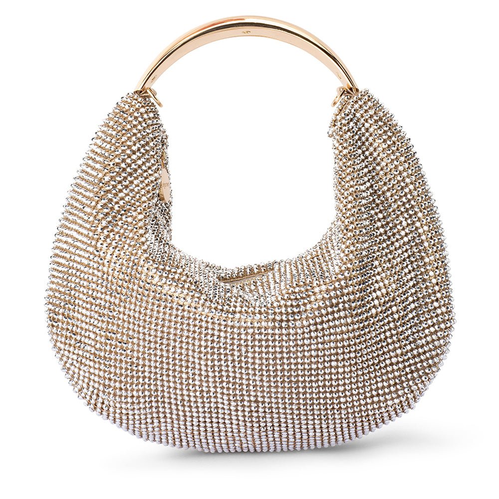 Olga Berg PIXIE Crystal Mesh Bag (Champagne)