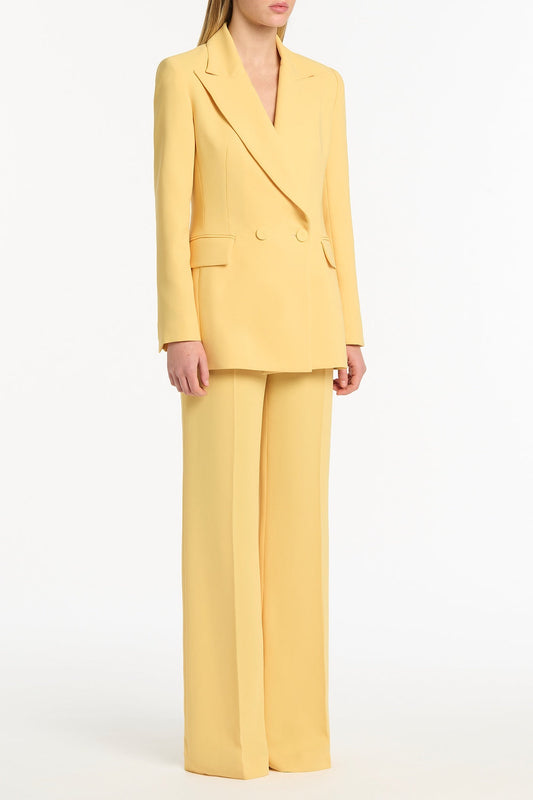 Carla Zampatti Pollen Crepe Double Breasted Relaxed Blazer (Yellow)