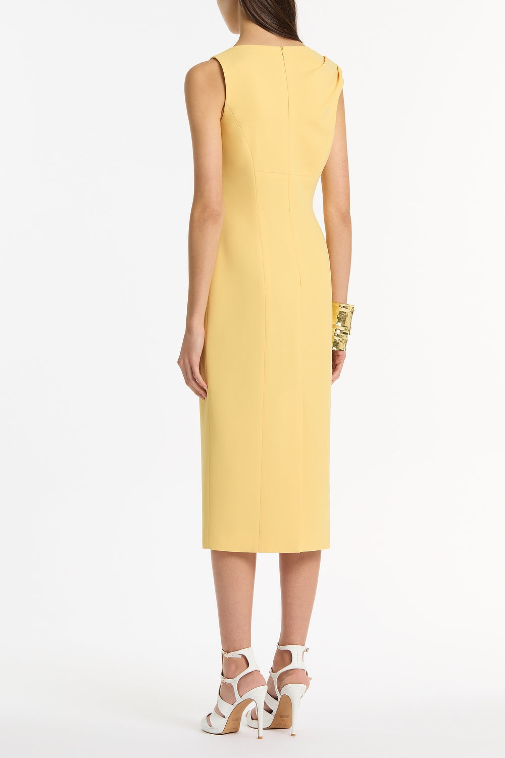 Carla Zampatti Pollen Crepe Leaf Midi Dress (Yellow)