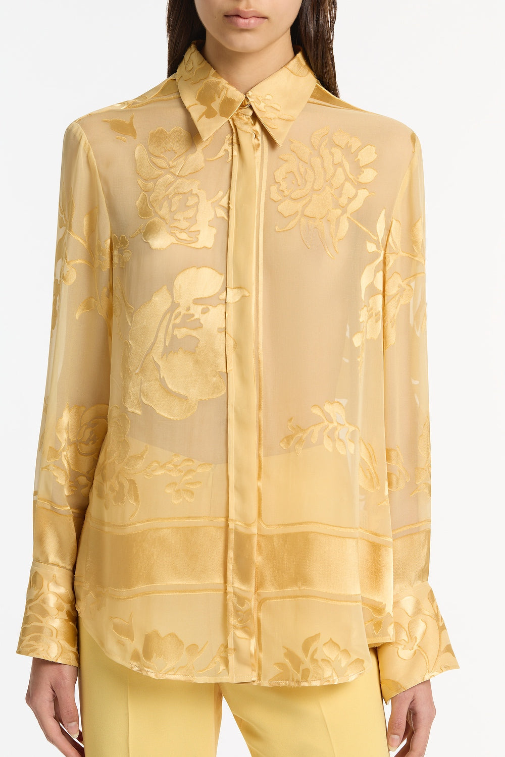 Carla Zampatti Pollen Devore Relaxed Shirt (Yellow)