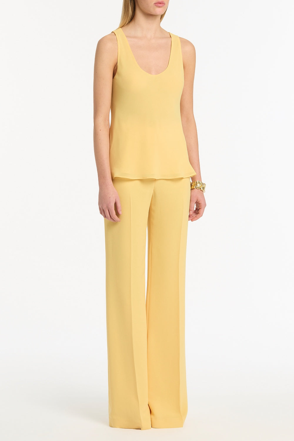 Carla Zampatti Pollen Georgette Scoop Neck Cami (Yellow)