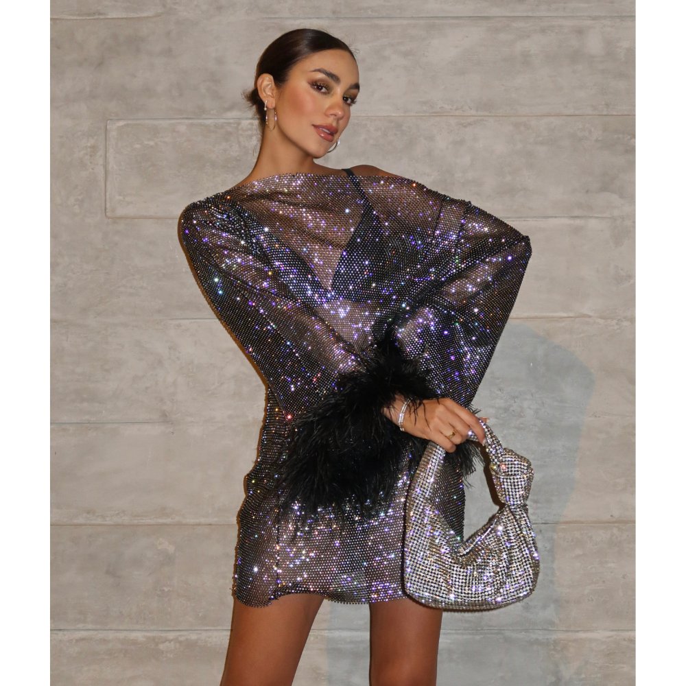 Olga Berg POLLY Crystal Shoulder Bag (Silver)
