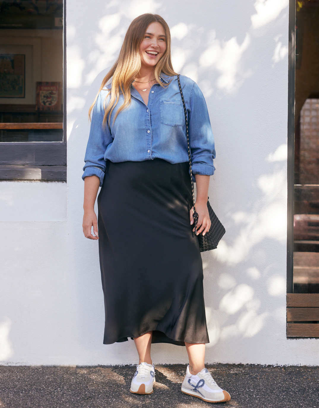 Stories Be Told Prodigy Satin Bias Maxi Skirt (Black)