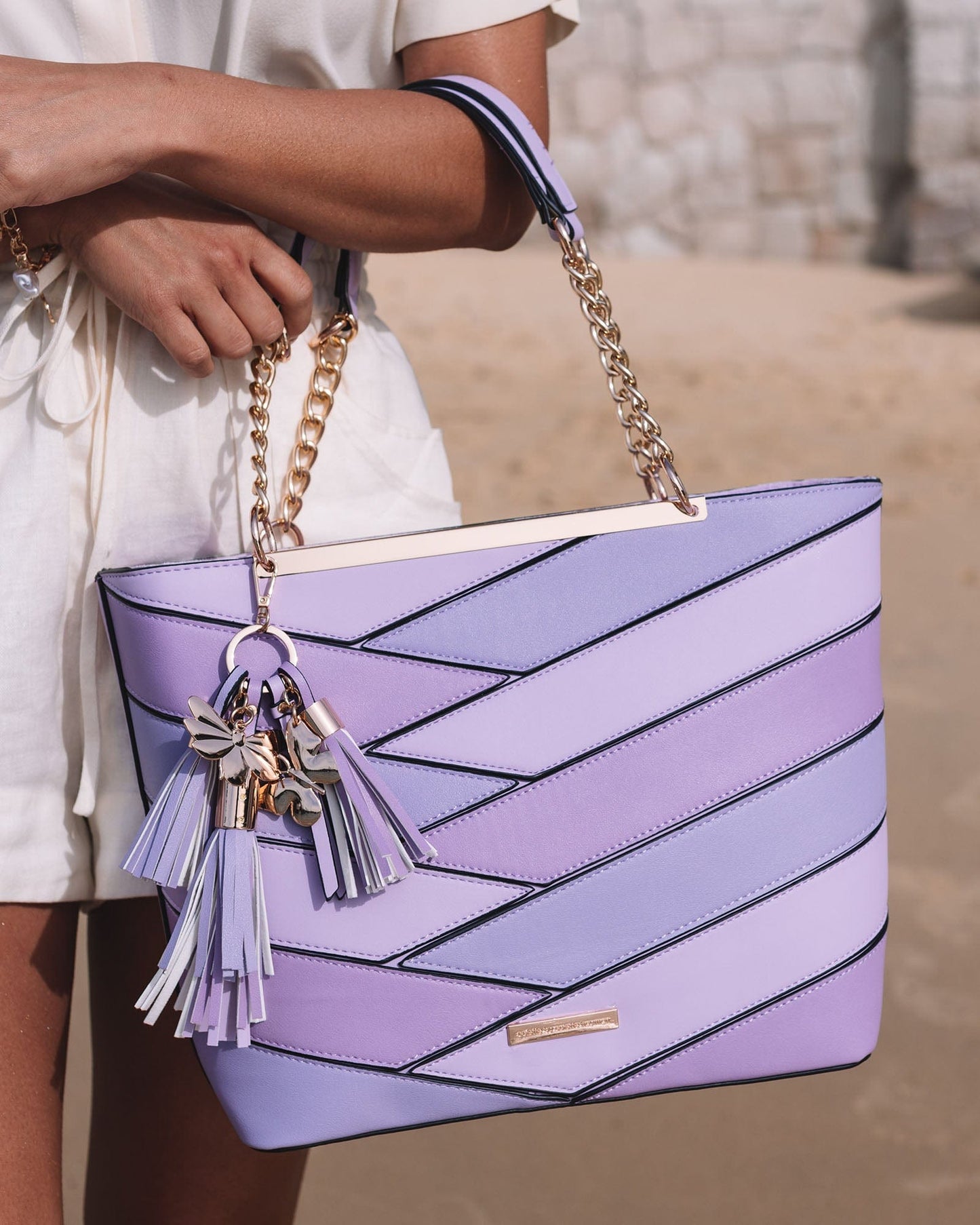 GROUP48 Makayla Panelled Tote Bag (Purple)
