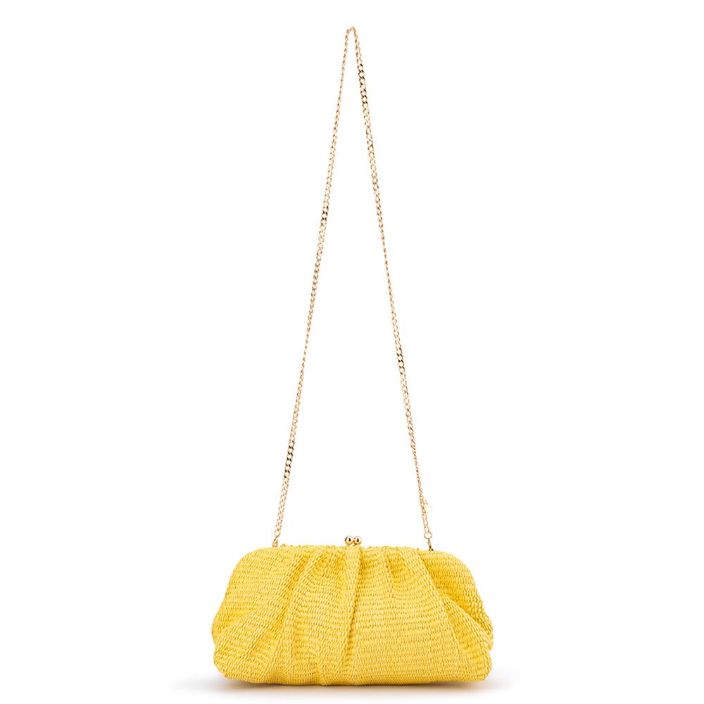 Olga Berg QUEENIE Gathered Woven Clutch (Red)