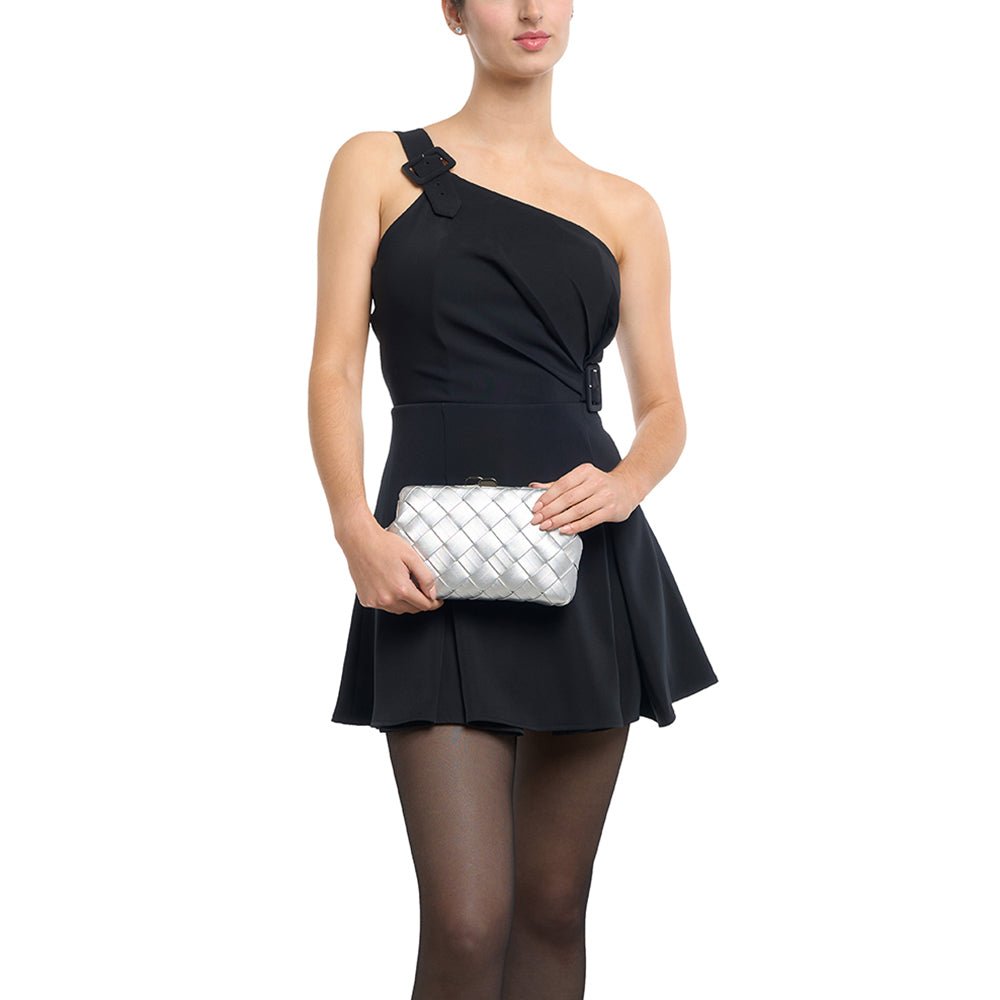 Olga Berg QUINN Woven Clutch (Silver)