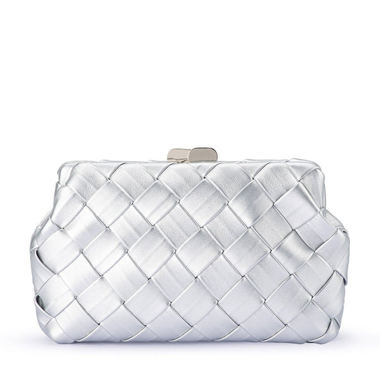 Olga Berg QUINN Woven Clutch (Silver)