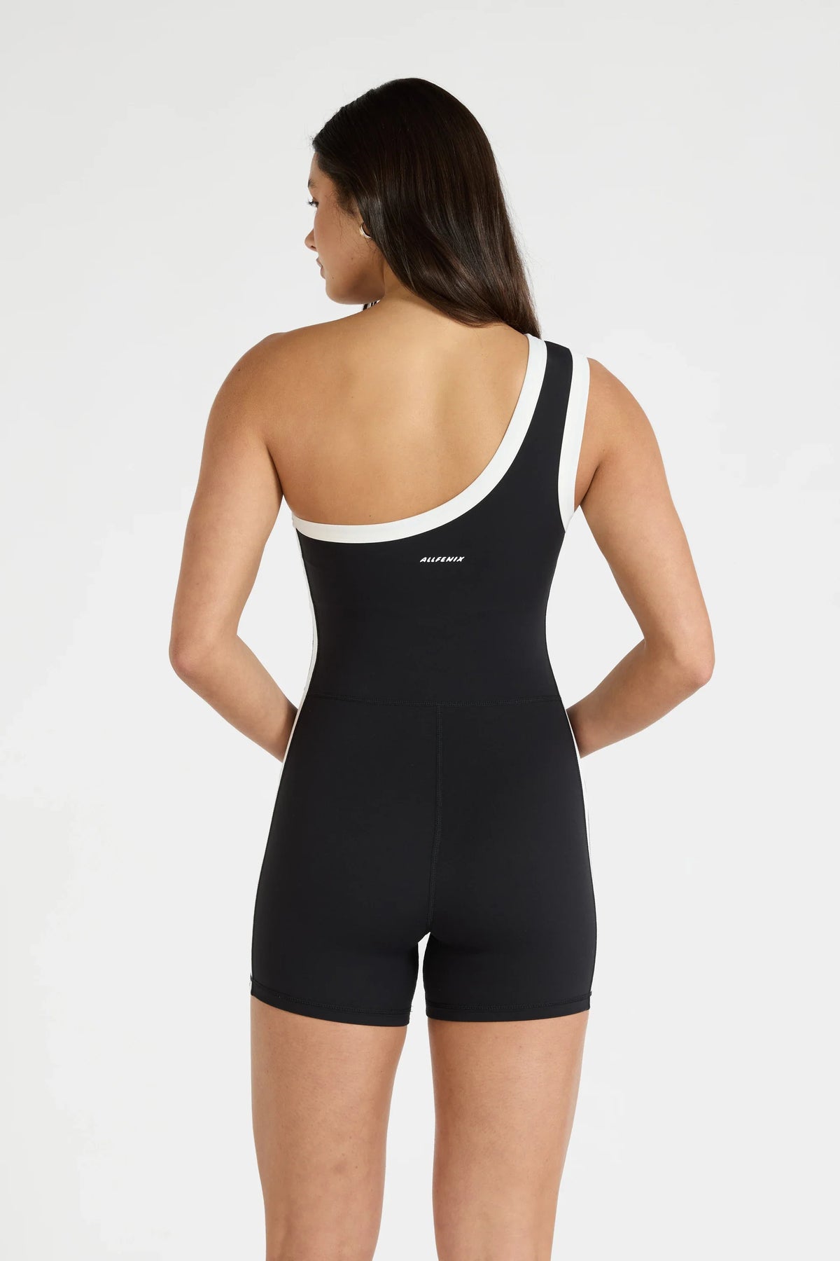 ALLFENIX CloudCore Contrast One Shoulder Unitard Onyx; (White)