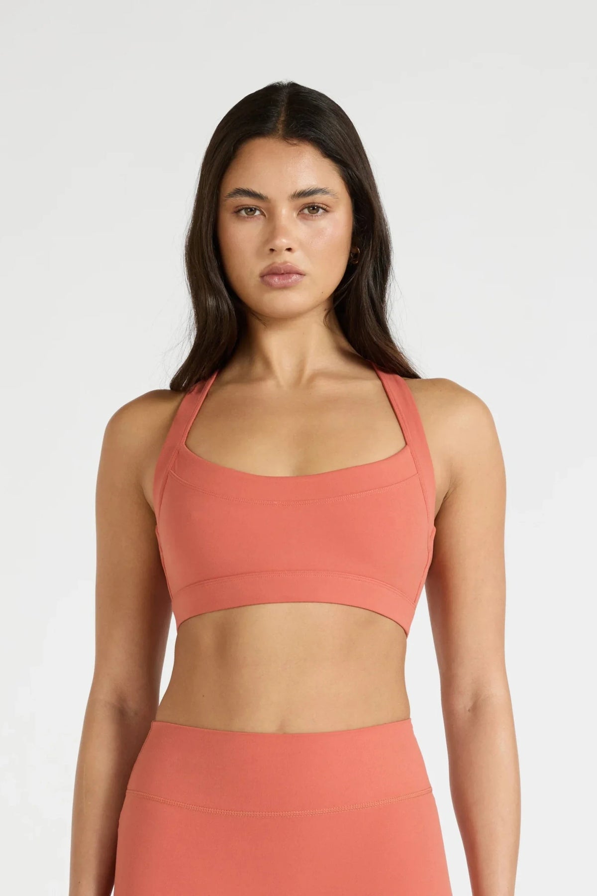 Image of Activewear. Product name - ALLFENIX CloudCore Scoop Neck Y-Back Sports Bra in Rust colour by brand - All Fenix
