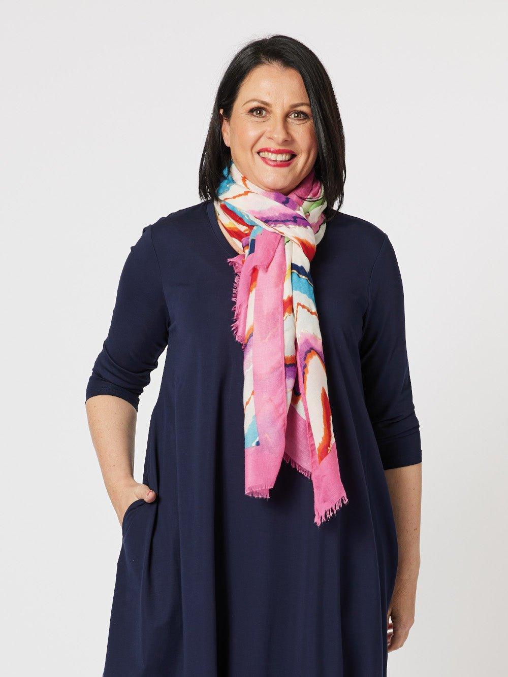 Image of Scarves & Shawls. Product name - Rainbow Scarf Multi in Multi colour by brand - Threadz